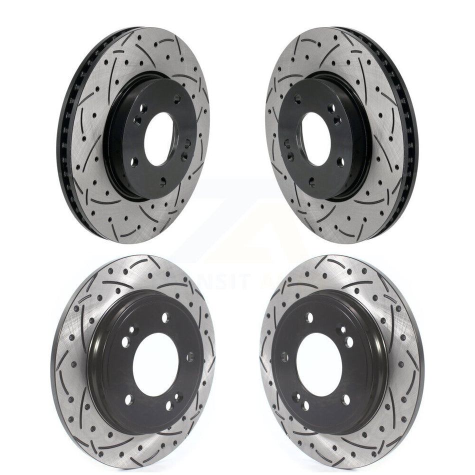 Front Rear Coated Drilled Slotted Disc Brake Rotors Kit For Hyundai Elantra KD-100618