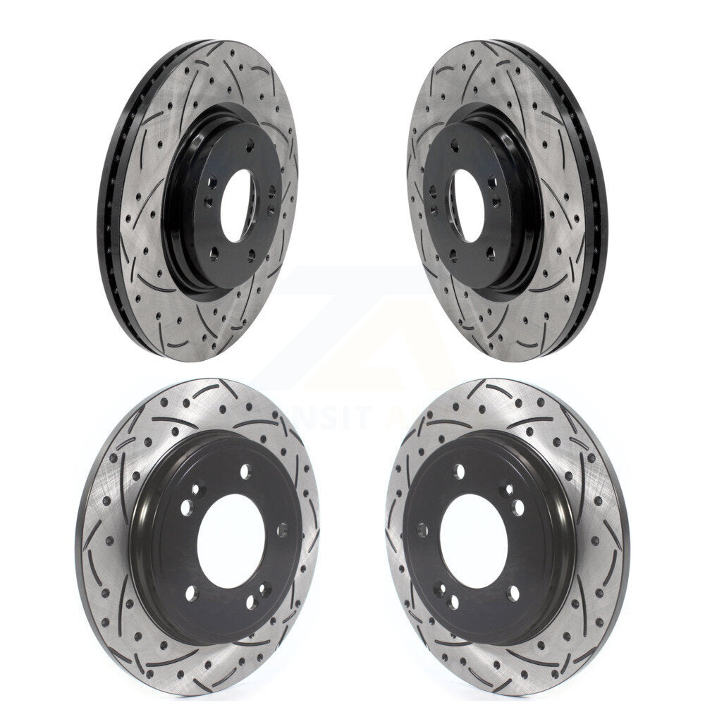 Front Rear Coated Drilled Slotted Disc Brake Rotors Kit For Hyundai Elantra KD-100619