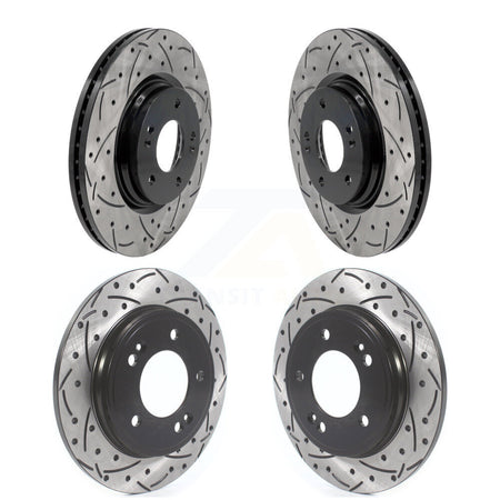 Front Rear Coated Drilled Slotted Disc Brake Rotors Kit For Hyundai Elantra KD-100619