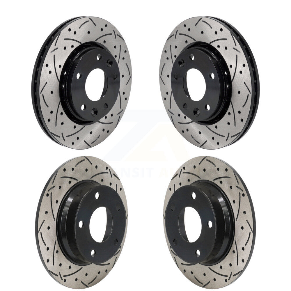 Front Rear Coated Drilled Slotted Disc Brake Rotors Kit For 2020-2023 Nissan Sentra KD-100622