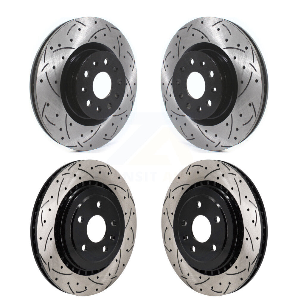Front Rear Coated Drilled Slotted Disc Brake Rotors Kit For Chevrolet Camaro KD-100623