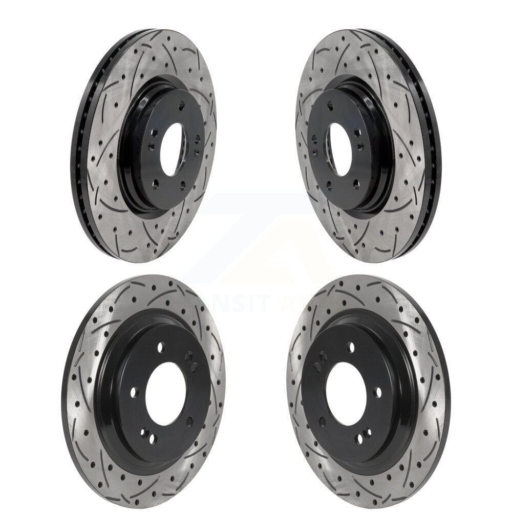 Front Rear Coated Drilled Slot Disc Brake Rotor Kit For Hyundai Kona Sonata Kia Niro EV K5 KD-100624