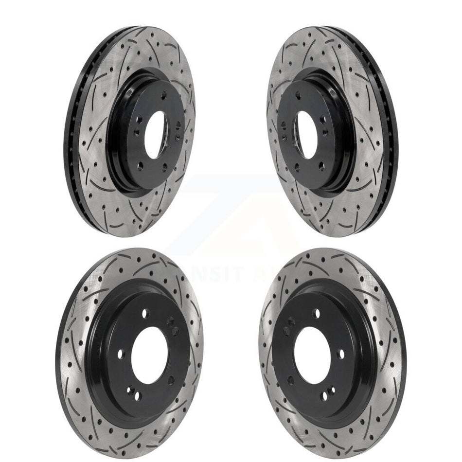 Front Rear Coated Drilled Slot Disc Brake Rotor Kit For Hyundai Kona Sonata Kia Niro EV K5 KD-100624