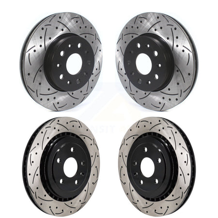 Front Rear Coated Drilled Slot Disc Brake Rotor Kit For 2016 Chevrolet Camaro SS with 3.6L KD-100625