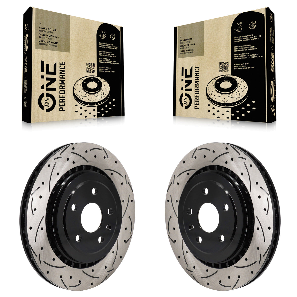 Rear Coated Drilled Slotted Disc Brake Rotors Pair For Chevrolet Camaro Cadillac ATS KD-100632