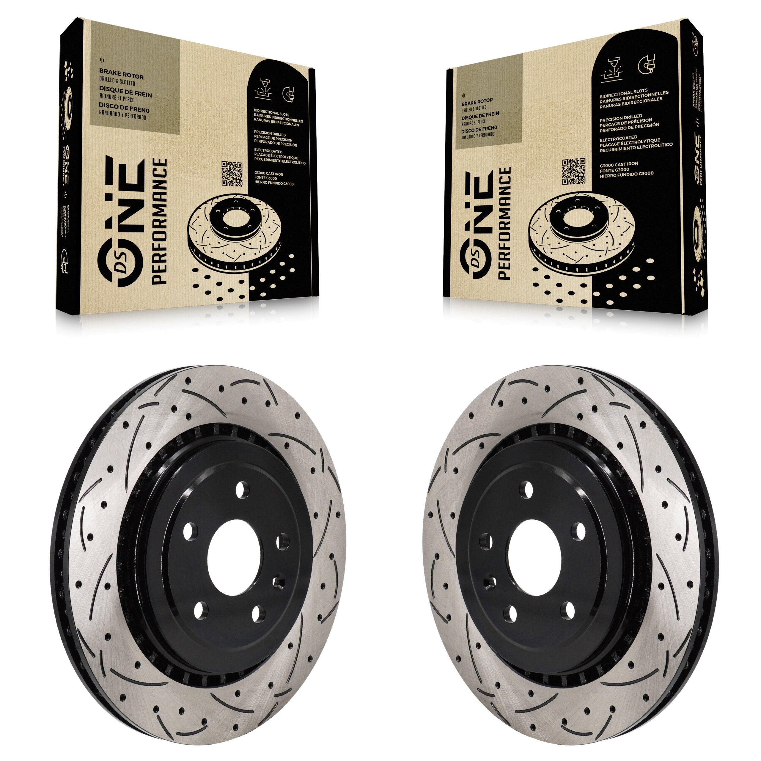 Rear Coated Drilled Slotted Disc Brake Rotors Pair For Chevrolet Camaro Cadillac ATS KD-100632