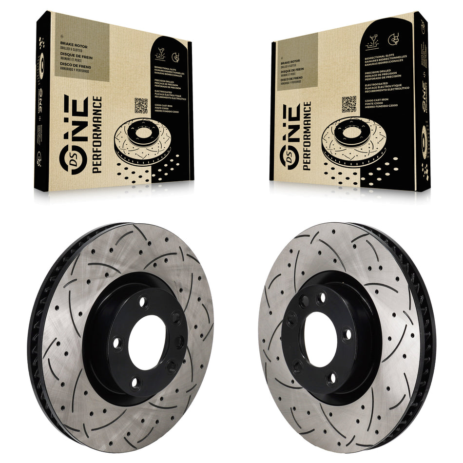 Front Coated Drilled Slotted Disc Brake Rotors Kit For Volkswagen Touareg Porsche Cayenne KD-100640