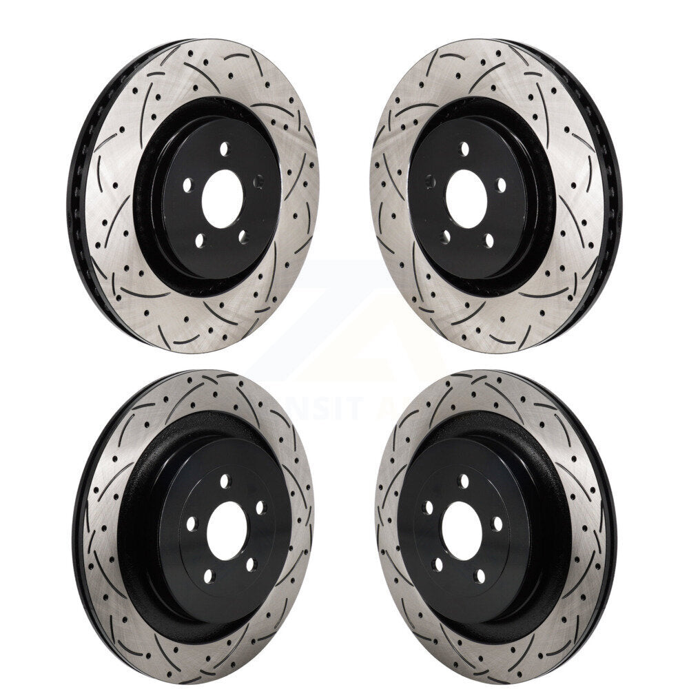 Front Rear Drill Slot Brake Rotor Kit For Ford Edge ST with 2.7L With Red Painted Calipers KD-100644