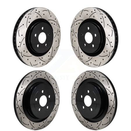 Front Rear Drill Slot Brake Rotor Kit For Ford Edge ST with 2.7L With Red Painted Calipers KD-100644