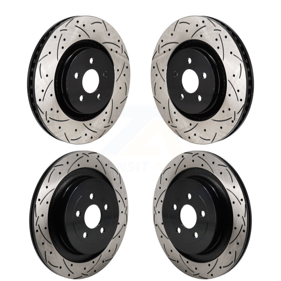 Front Rear Drill Slot Brake Rotor Kit For Ford Edge ST with 2.7L With Red Painted Calipers KD-100644