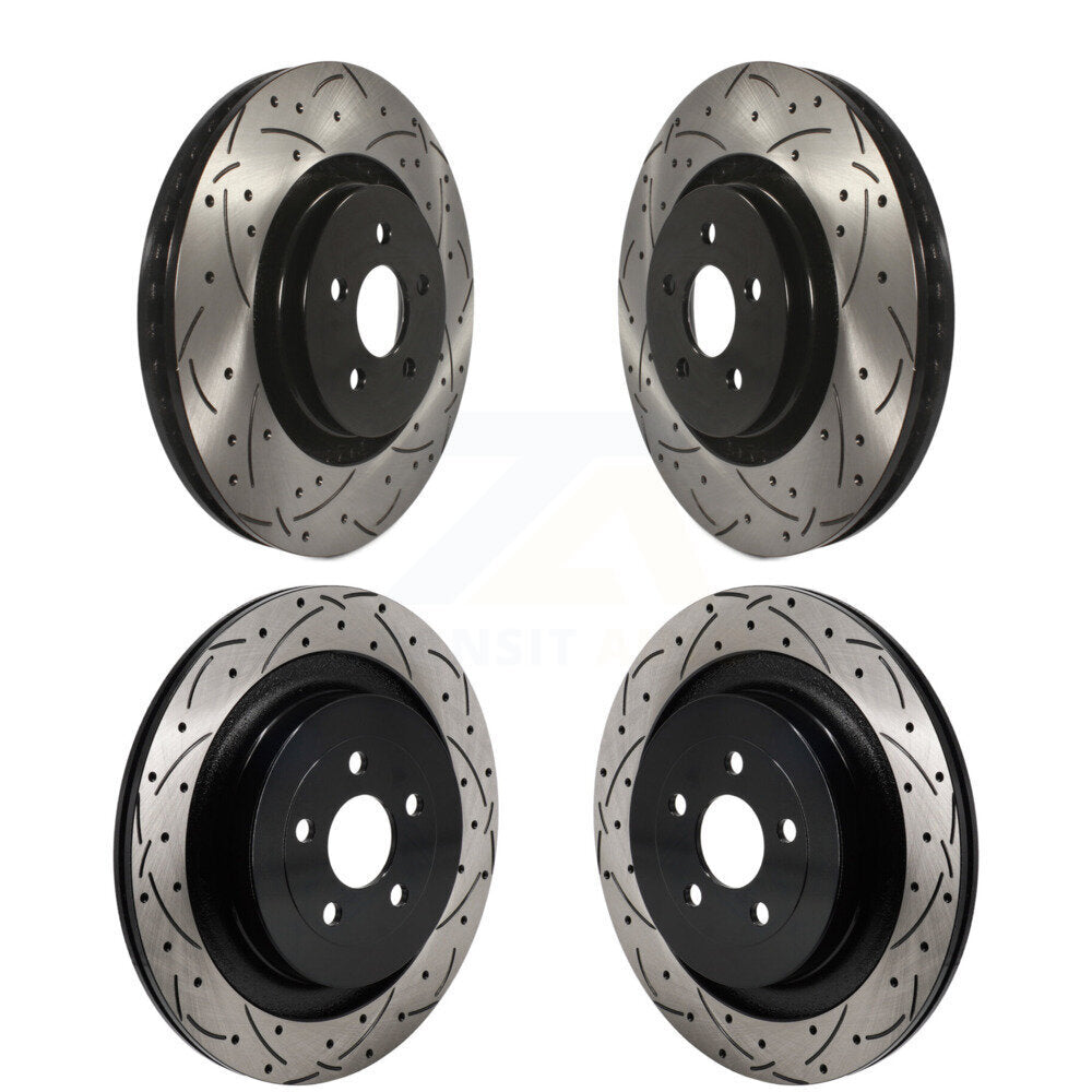 Front Rear Coated Drilled Slotted Disc Brake Rotors Kit For Ford Edge Lincoln Nautilus KD-100645