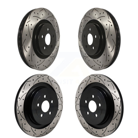 Front Rear Coated Drilled Slotted Disc Brake Rotors Kit For Ford Edge Lincoln Nautilus KD-100645