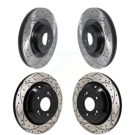 Front Rear Coated Drilled Slotted Disc Brake Rotors Kit For 2011 Hyundai Equus KD-100647
