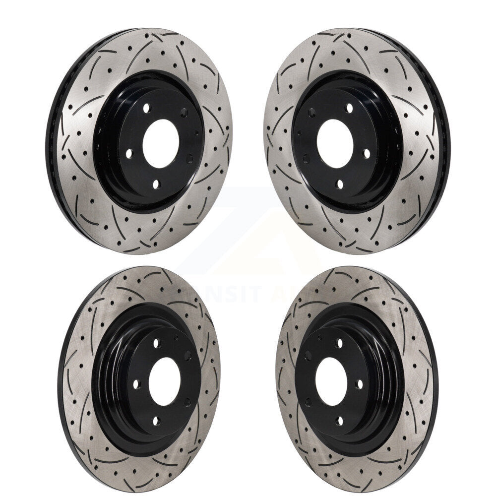 Front Rear Coated Drilled Slotted Disc Brake Rotors Kit For 2016-2023 Mazda CX-9 KD-100648