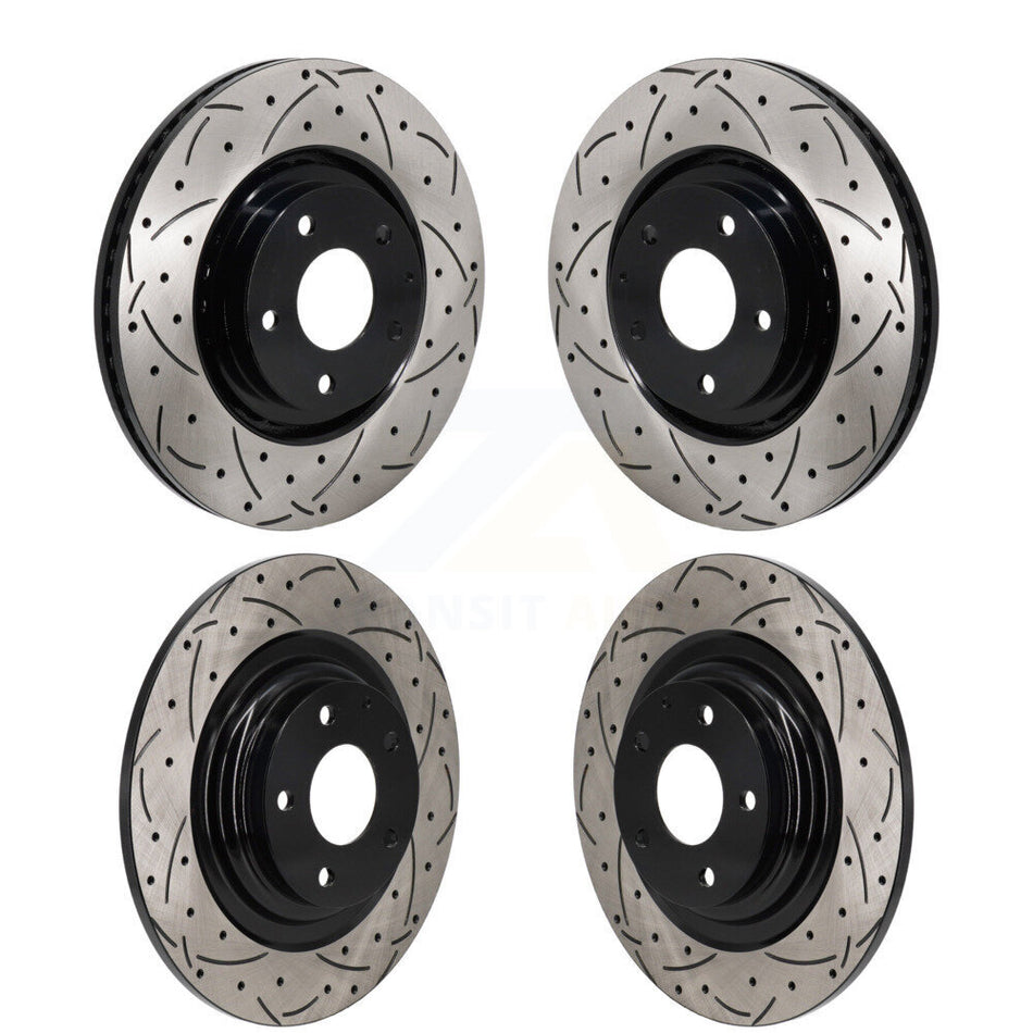 Front Rear Coated Drilled Slotted Disc Brake Rotors Kit For 2016-2023 Mazda CX-9 KD-100648