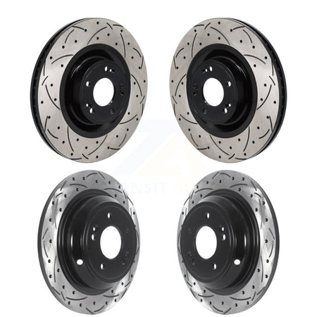 Front Rear Coated Drilled Slotted Disc Brake Rotors Kit For Hyundai Genesis G80 5.0L KD-100650