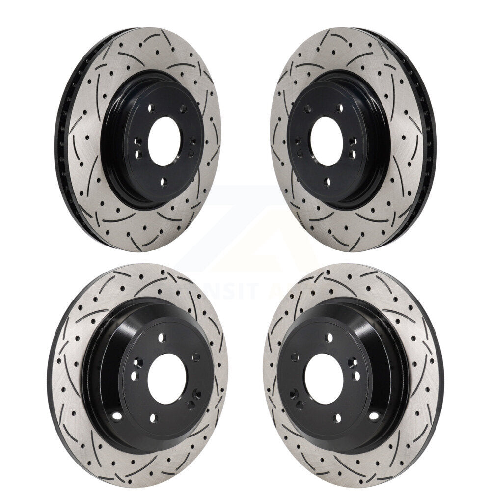 Front Rear Coated Drilled Slotted Disc Brake Rotors Kit For Genesis G70 Kia Stinger KD-100651