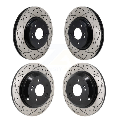 Front Rear Coated Drilled Slotted Disc Brake Rotors Kit For Genesis G70 Kia Stinger KD-100651