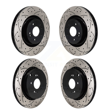 Front Rear Coated Drilled Slotted Disc Brake Rotors Kit For Kia Stinger Genesis G70 KD-100652