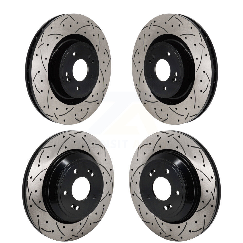Front Rear Drill Slot Brake Rotors Kit For Genesis G70 3.3L With 330mm Diameter Rotor KD-100653