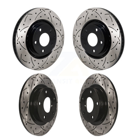 Front Rear Coated Drilled Slotted Disc Brake Rotors Kit For 2019-2021 Mazda 6 Turbocharged KD-100660