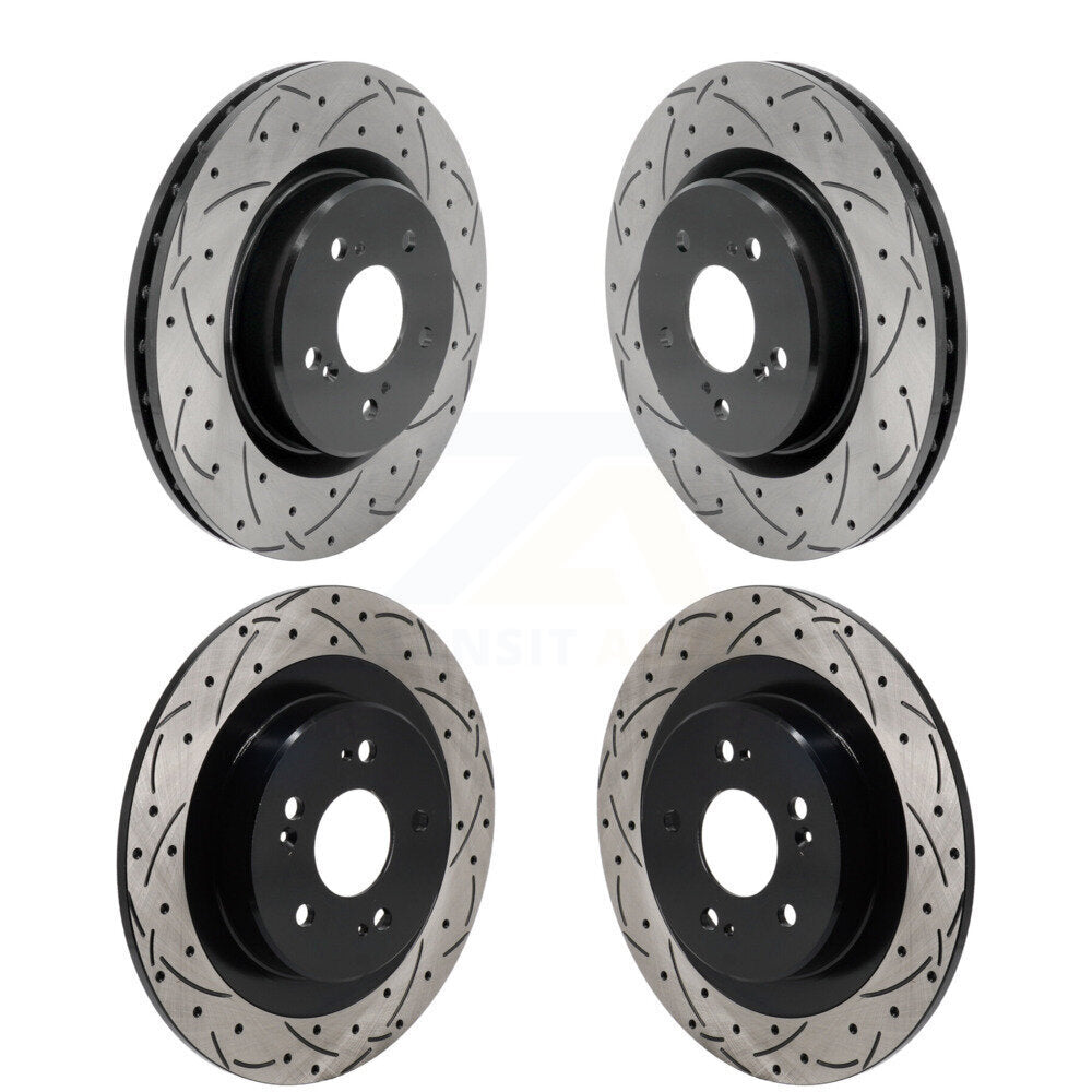 Front Rear Coated Drilled Slotted Disc Brake Rotors Kit For 2021-2023 Acura TLX 2.0L KD-100673