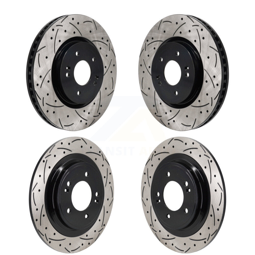 Front Rear Coated Drilled Slotted Disc Brake Rotors Kit For Hyundai Tucson Kia Sportage KD-100675