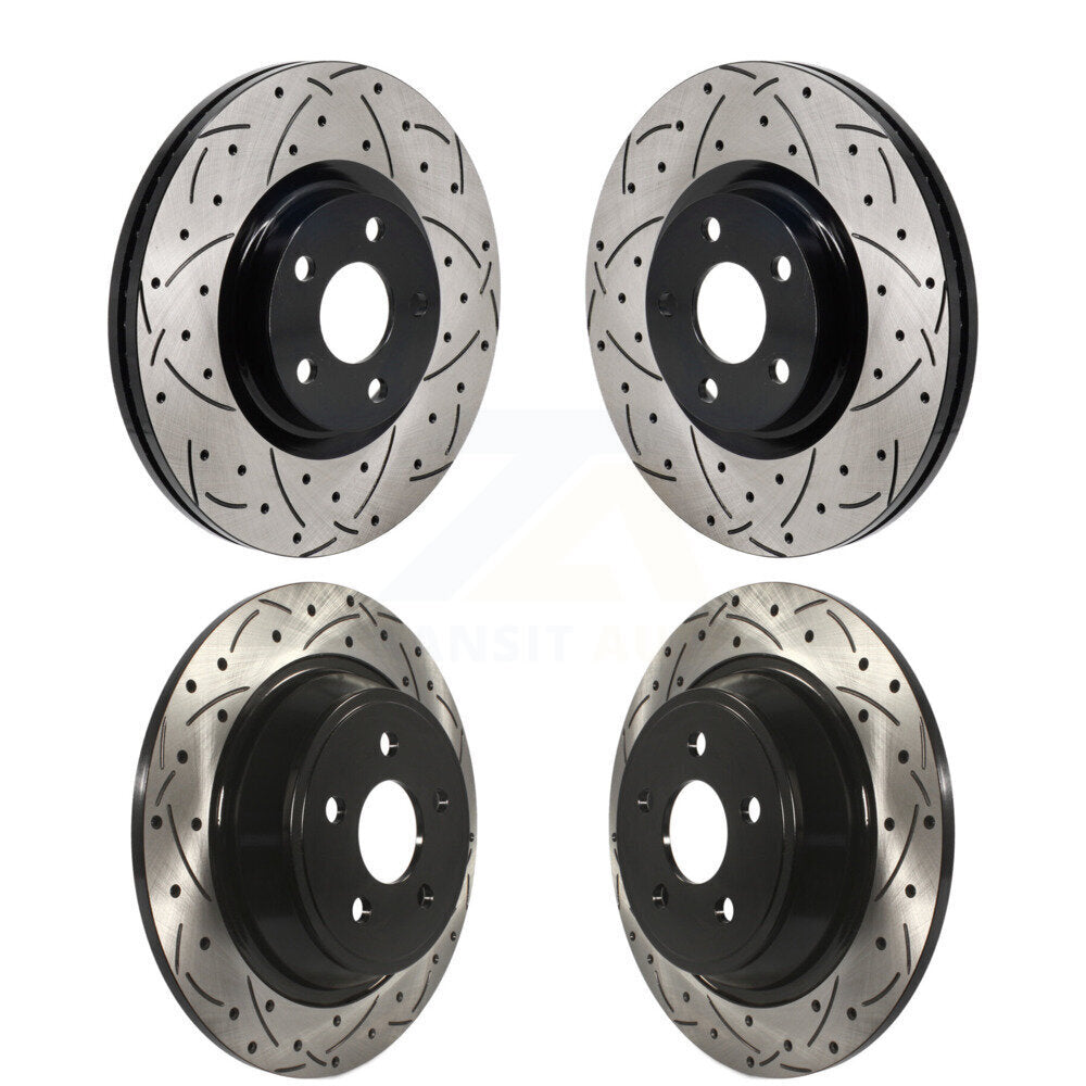 Front Rear Coated Drilled Slotted Disc Brake Rotors Kit For 2017-2020 Lincoln MKZ 2.0L KD-100678