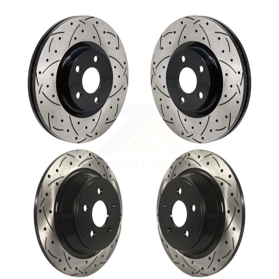 Front Rear Coated Drilled Slotted Disc Brake Rotors Kit For 2017-2020 Lincoln MKZ 2.0L KD-100678