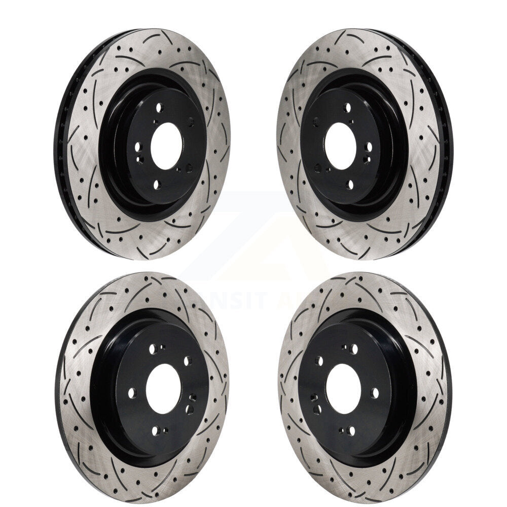 Front Rear Coated Drilled Slotted Disc Brake Rotors Kit For 2022-2023 Acura MDX 3.5L KD-100684