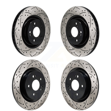 Front Rear Coated Drilled Slotted Disc Brake Rotors Kit For 2022-2023 Acura MDX 3.5L KD-100684