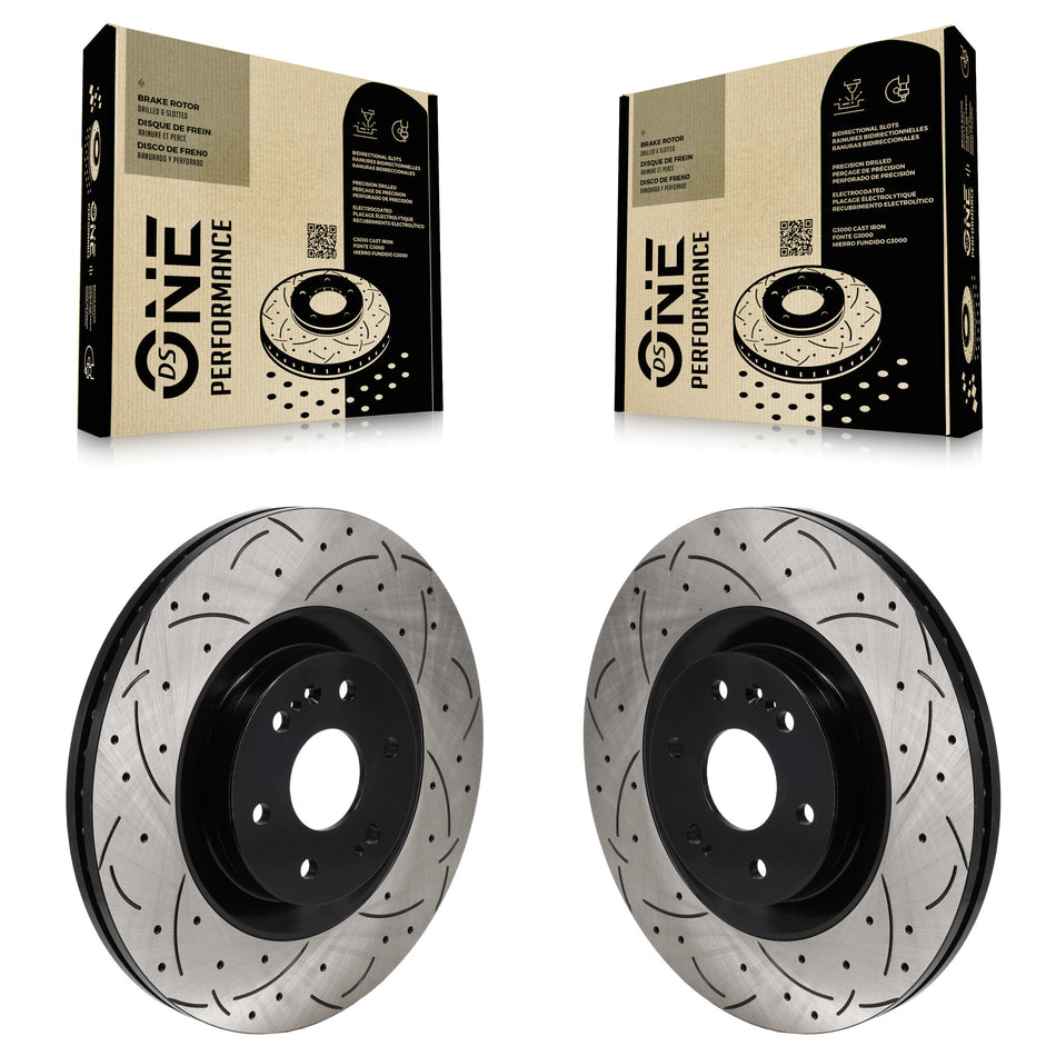 Front Drill Slot Brake Rotor Pair For GMC Sierra 1500 Chevrolet Silverado Tahoe Limited XL KD-100686