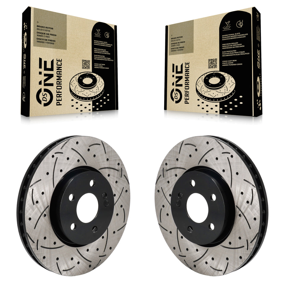 Front Drill Slot Disc Brake Rotors Pair For Mercedes-Benz A220 CLA250 With Standard Brakes KD-100693