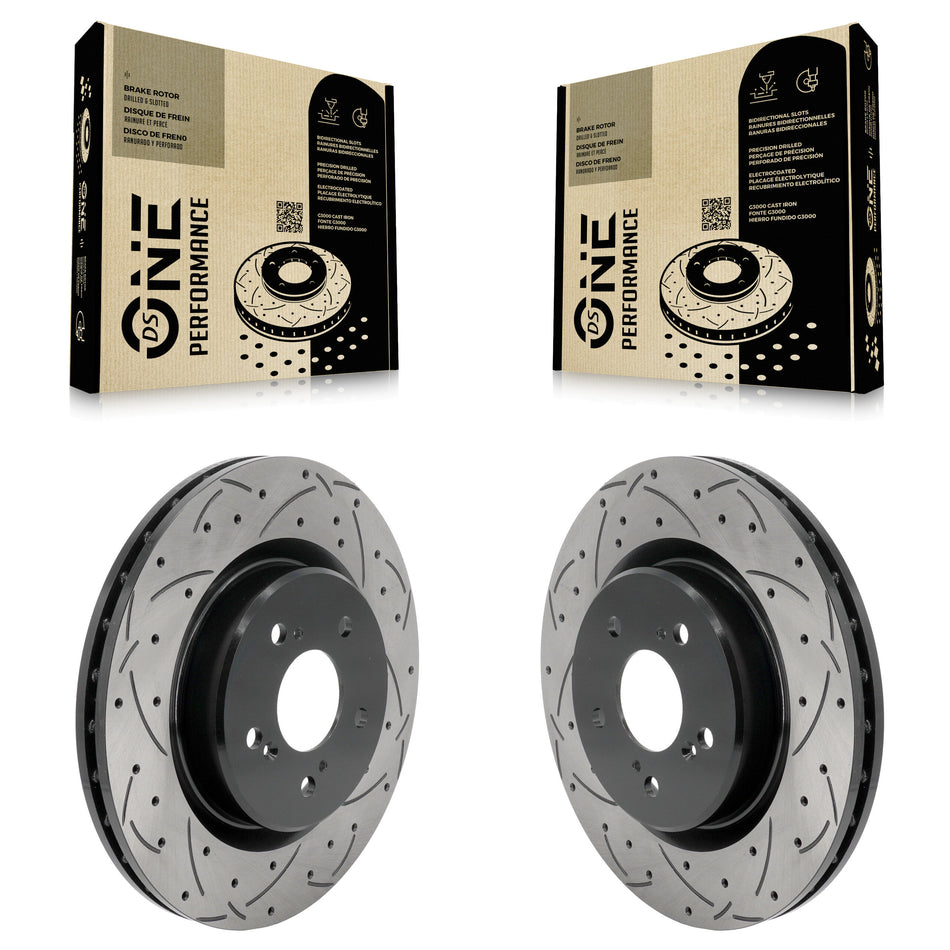 Front Coated Drilled Slotted Disc Brake Rotors Pair For 2021-2023 Acura TLX 2.0L KD-100695