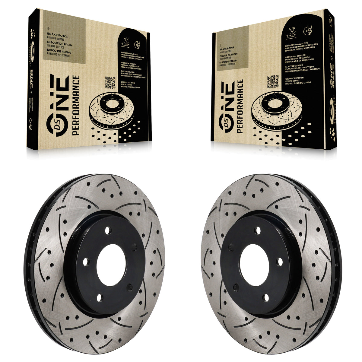 Front Coated Drilled Slotted Disc Brake Rotors Pair For Nissan Rogue KD-100696