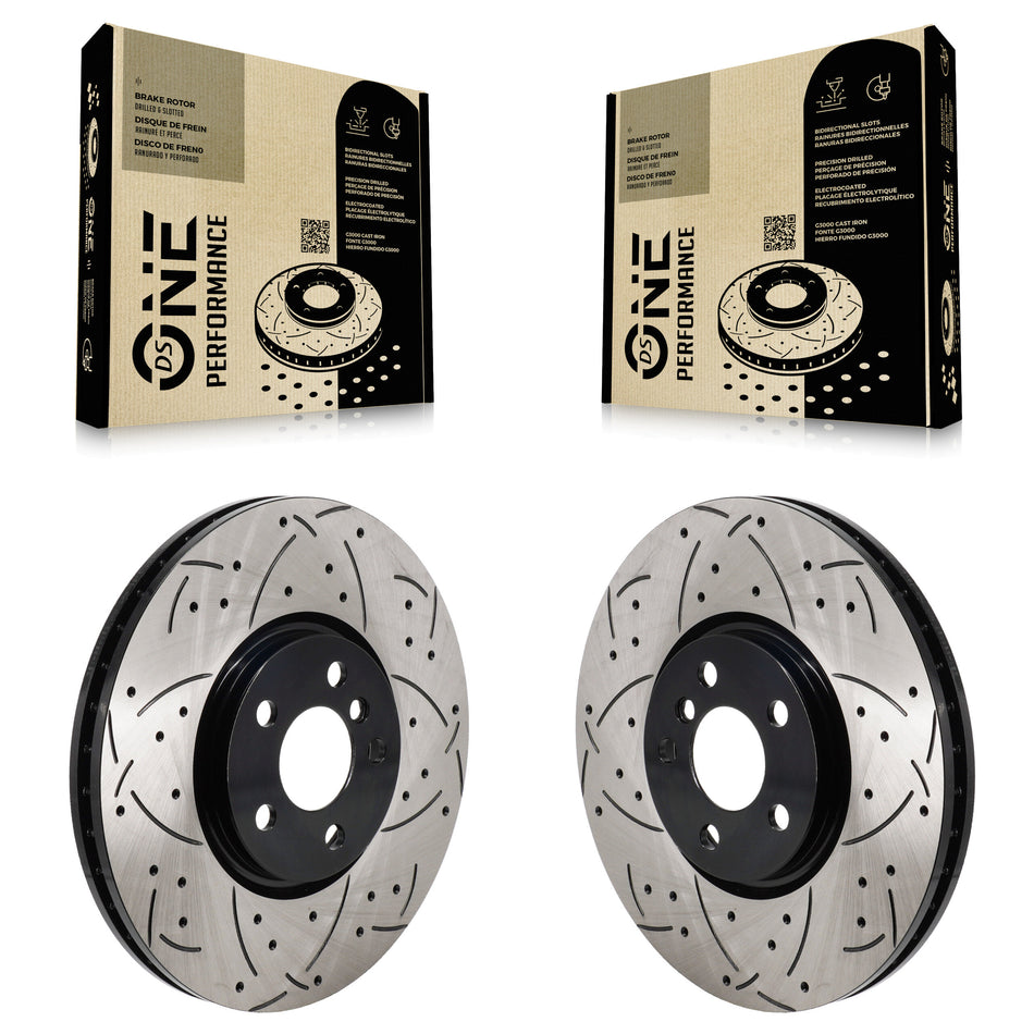 Front Coated Drilled Slotted Disc Brake Rotors Pair For Mini Cooper Countryman Clubman KD-100699