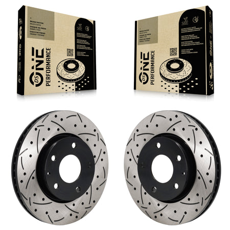 Front Coated Drilled Slotted Disc Brake Rotors Pair For Mazda 3 Sport FWD KD-100705