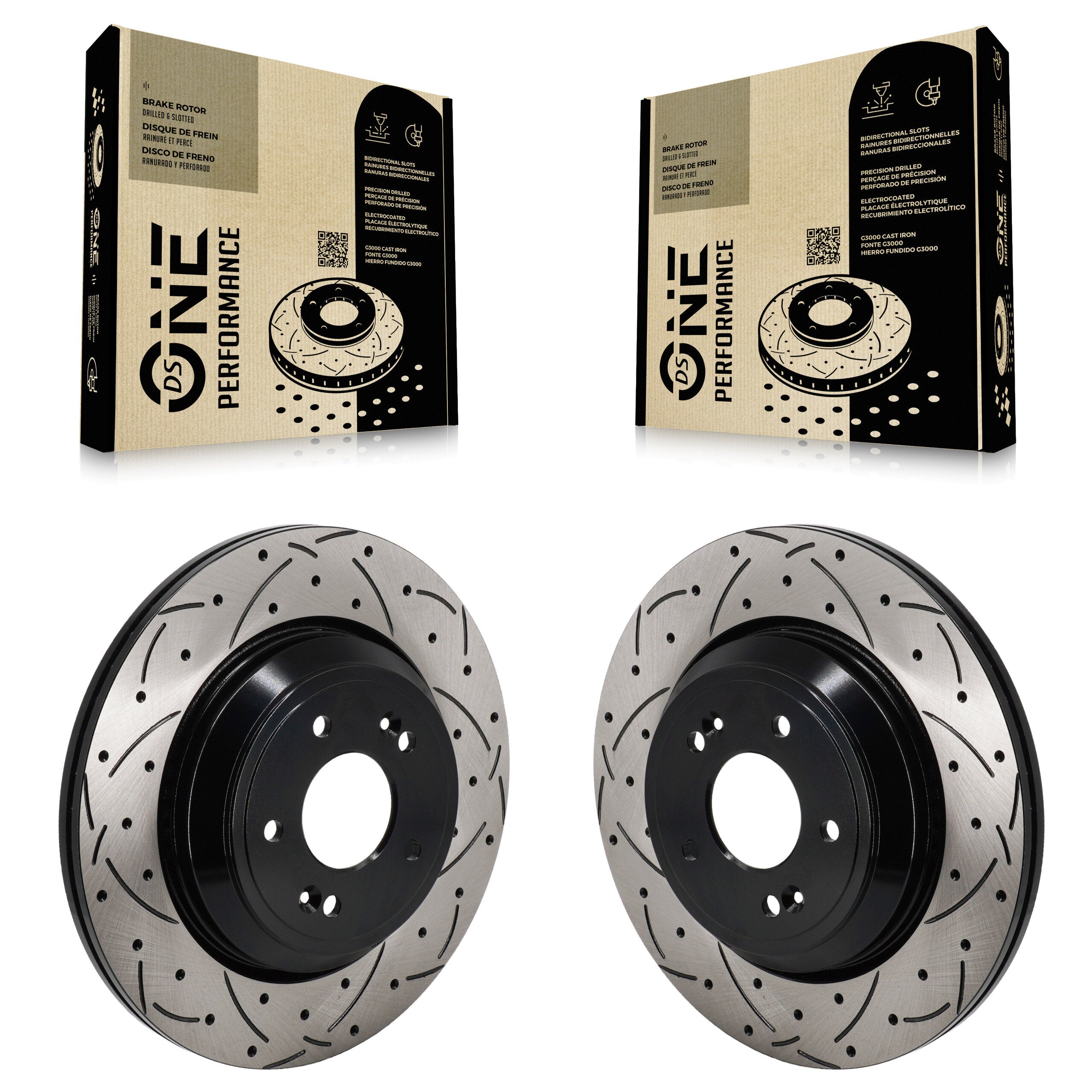 Rear Coated Drilled Slotted Disc Brake Rotors Pair For Genesis G70 Kia Stinger G80 KD-100718