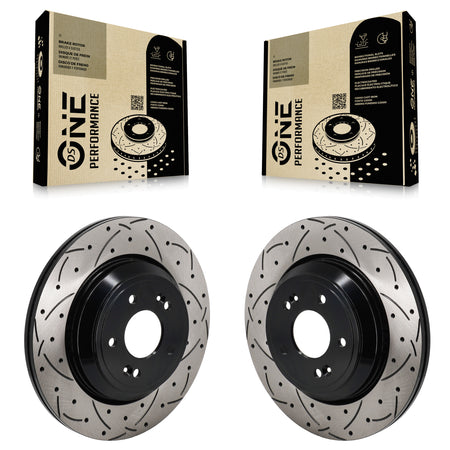 Rear Coated Drilled Slotted Disc Brake Rotors Pair For Genesis G70 Kia Stinger G80 KD-100718