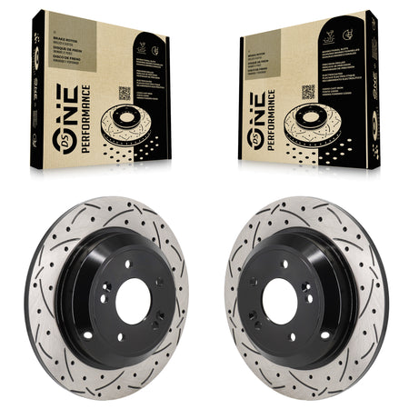 Rear Coated Drilled Slotted Disc Brake Rotors Pair For Genesis G70 Kia Stinger KD-100719