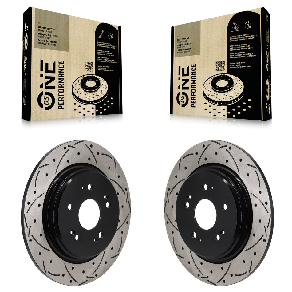 Rear Coated Drilled Slotted Disc Brake Rotors Pair For Acura RDX Honda HR-V Clarity KD-100721