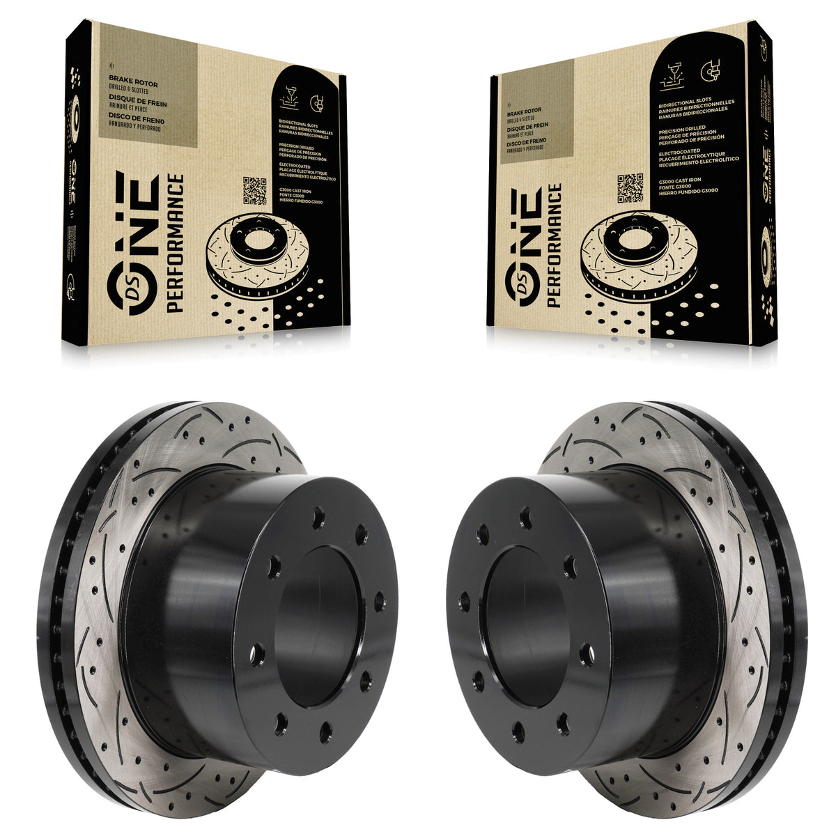 Rear Drill Slot Disc Brake Rotor Pair For 2011-2019 GMC Sierra 3500 HD Chevrolet Silverado KD-100729