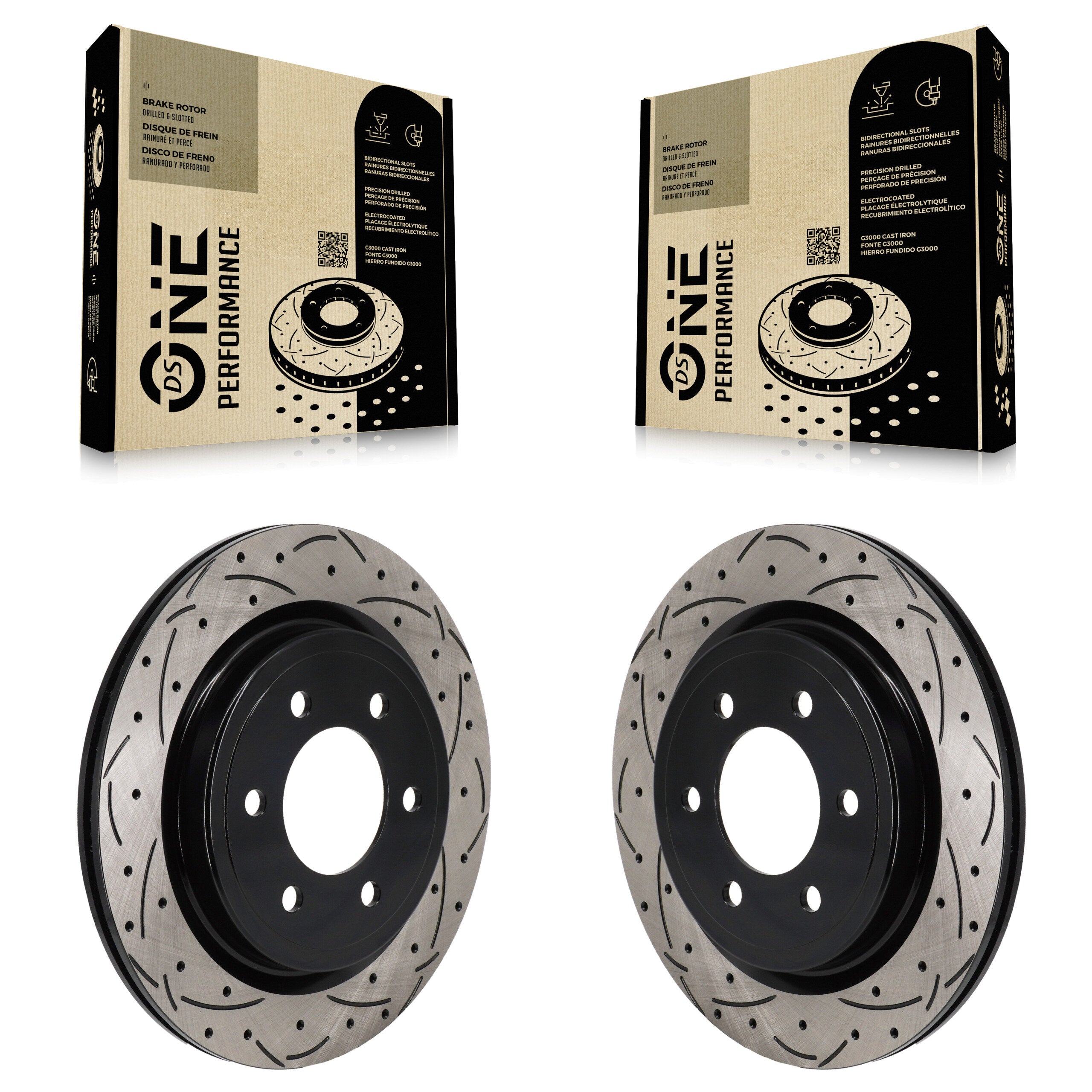 Rear Drilled Slot Brake Rotors Pair For Ford F-150 Lightning Expedition Lincoln Navigator KD-100733