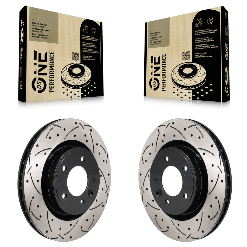 Rear Coated Drilled Slotted Disc Brake Rotors Pair For Land Rover Range Sport Discovery KD-100735