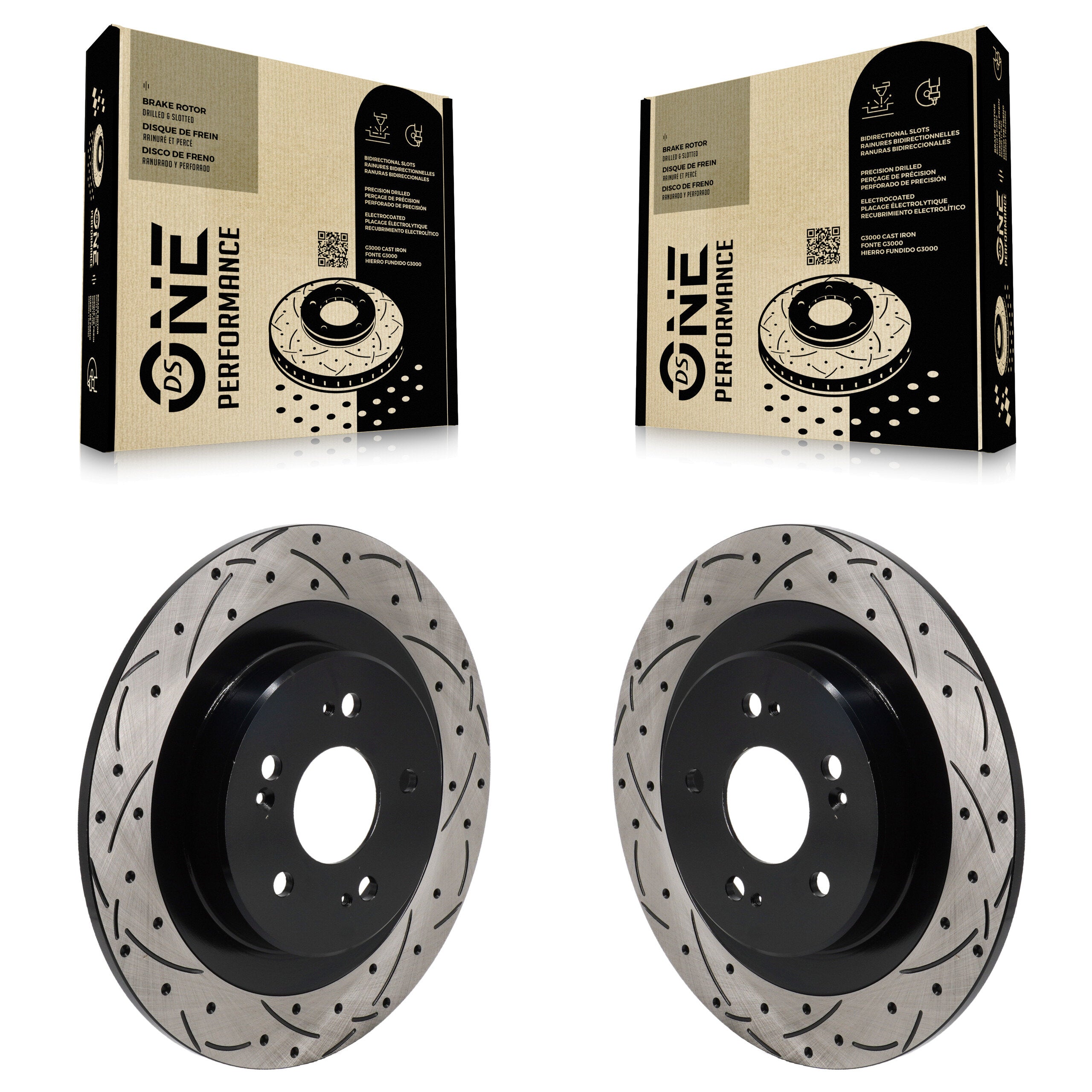 Rear Coated Drilled Slotted Disc Brake Rotors Pair For 2021-2023 Acura TLX KD-100736