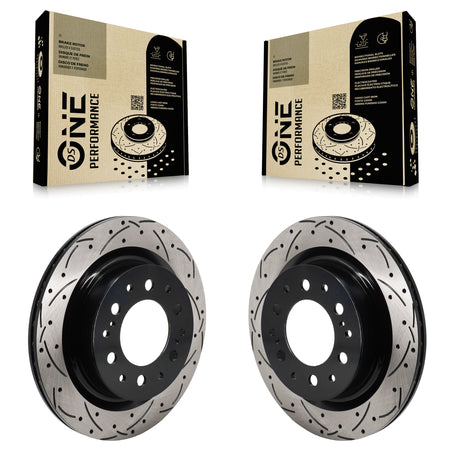 Rear Coated Drilled Slotted Disc Brake Rotors Pair For Toyota Tundra Sequoia Lexus LX600 KD-100737