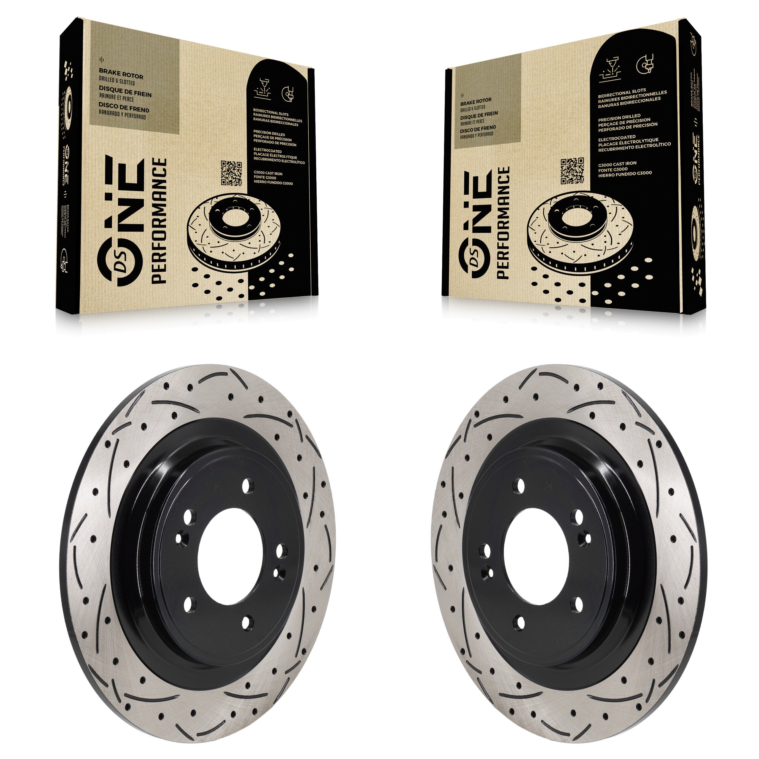 Rear Coated Drill Slot Disc Brake Rotor Pair For Hyundai Tucson Kia Sportage Kona Electric KD-100738