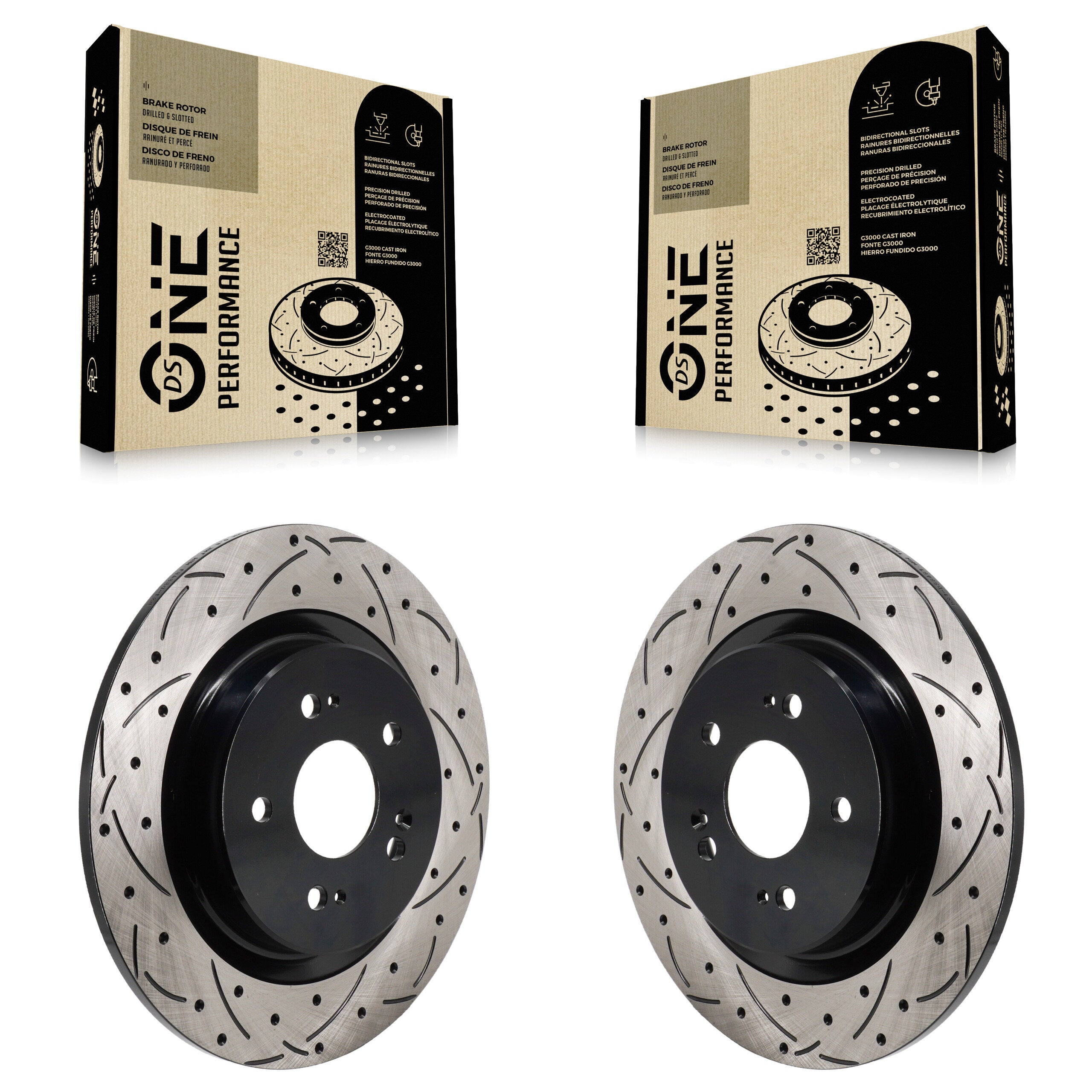 Rear Coated Drilled Slotted Disc Brake Rotors Pair For 2022-2024 Acura MDX KD-100741