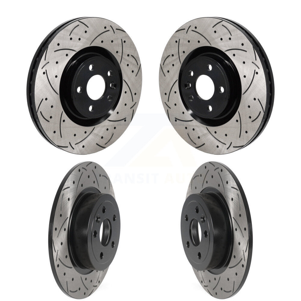 Front Rear Coated Drilled Slotted Disc Brake Rotors Kit For Land Rover Range Evoque KD-100742