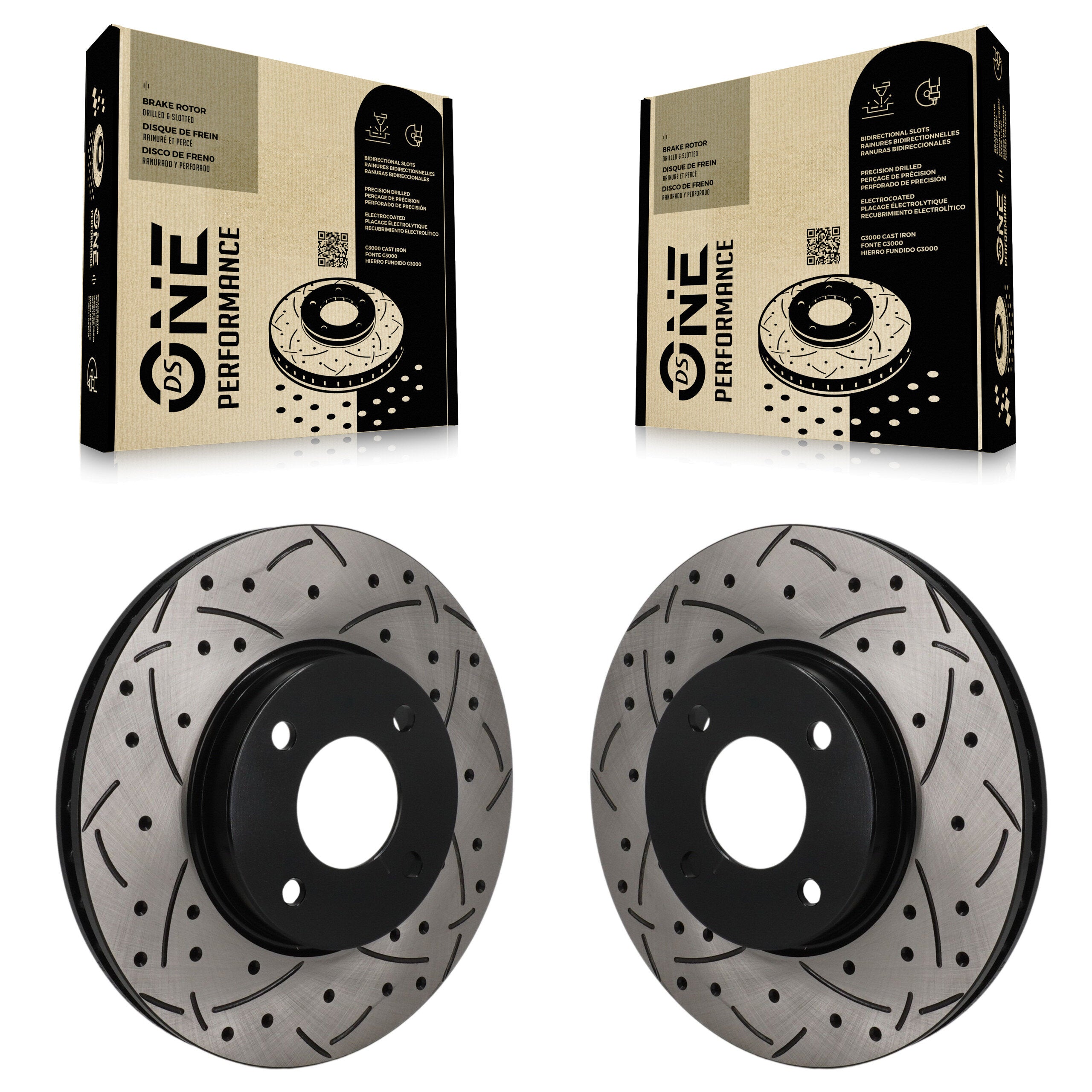 Front Coated Drilled Slotted Disc Brake Rotors Pair For Nissan Kicks Sentra Versa KD-100744